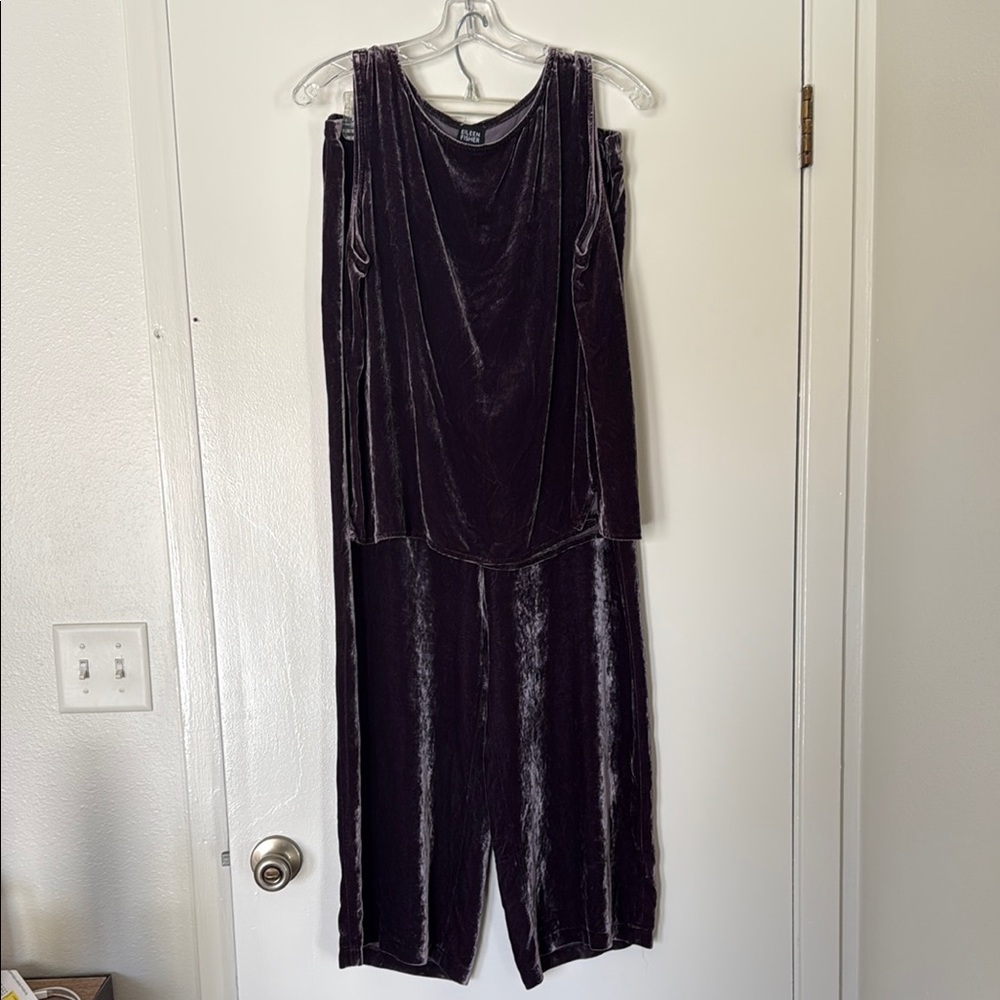 Eileen Fisher Plum Velvet  with Wide-Leg Pants set